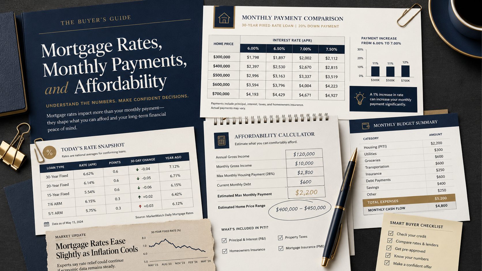 Guide to mortgage rates, monthly payments, and home affordability