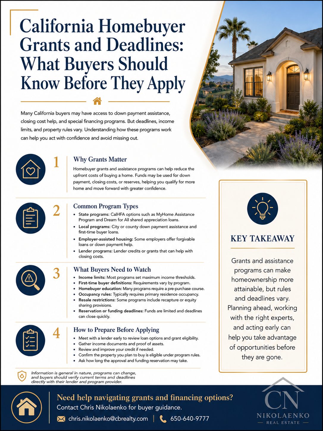 Guide to California homebuyer assistance programs, eligibility, and application timing