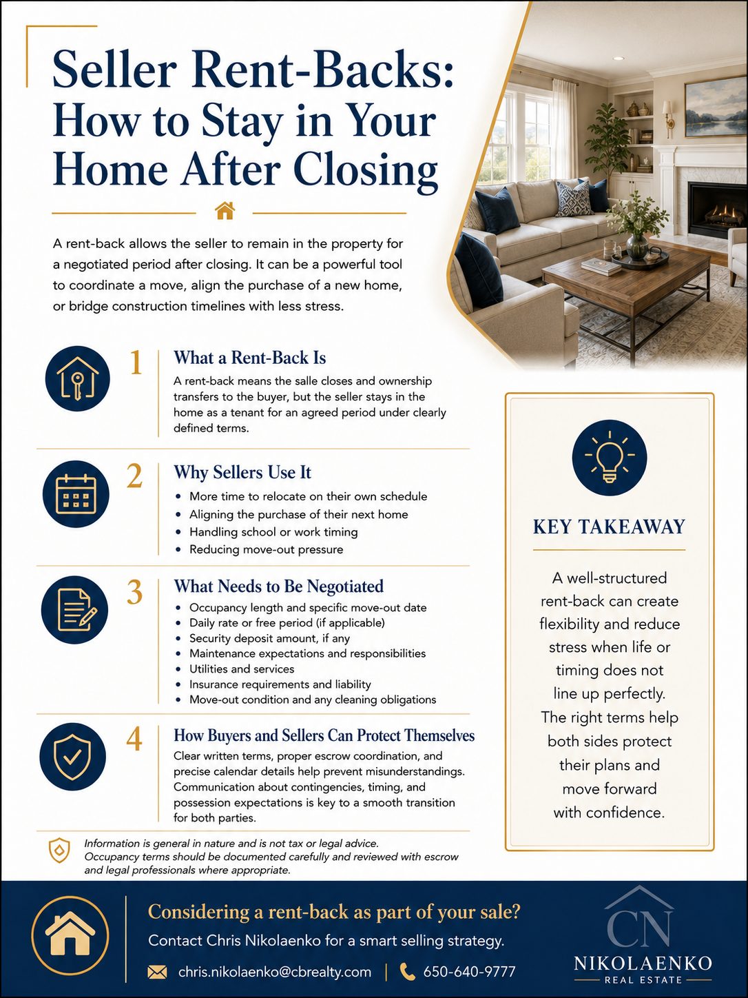 Guide explaining seller rent-backs and post-closing occupancy terms