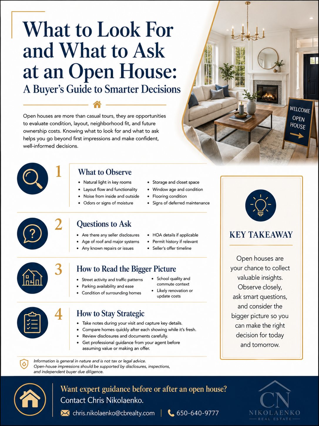 Buyer checklist of what to observe and ask at an open house